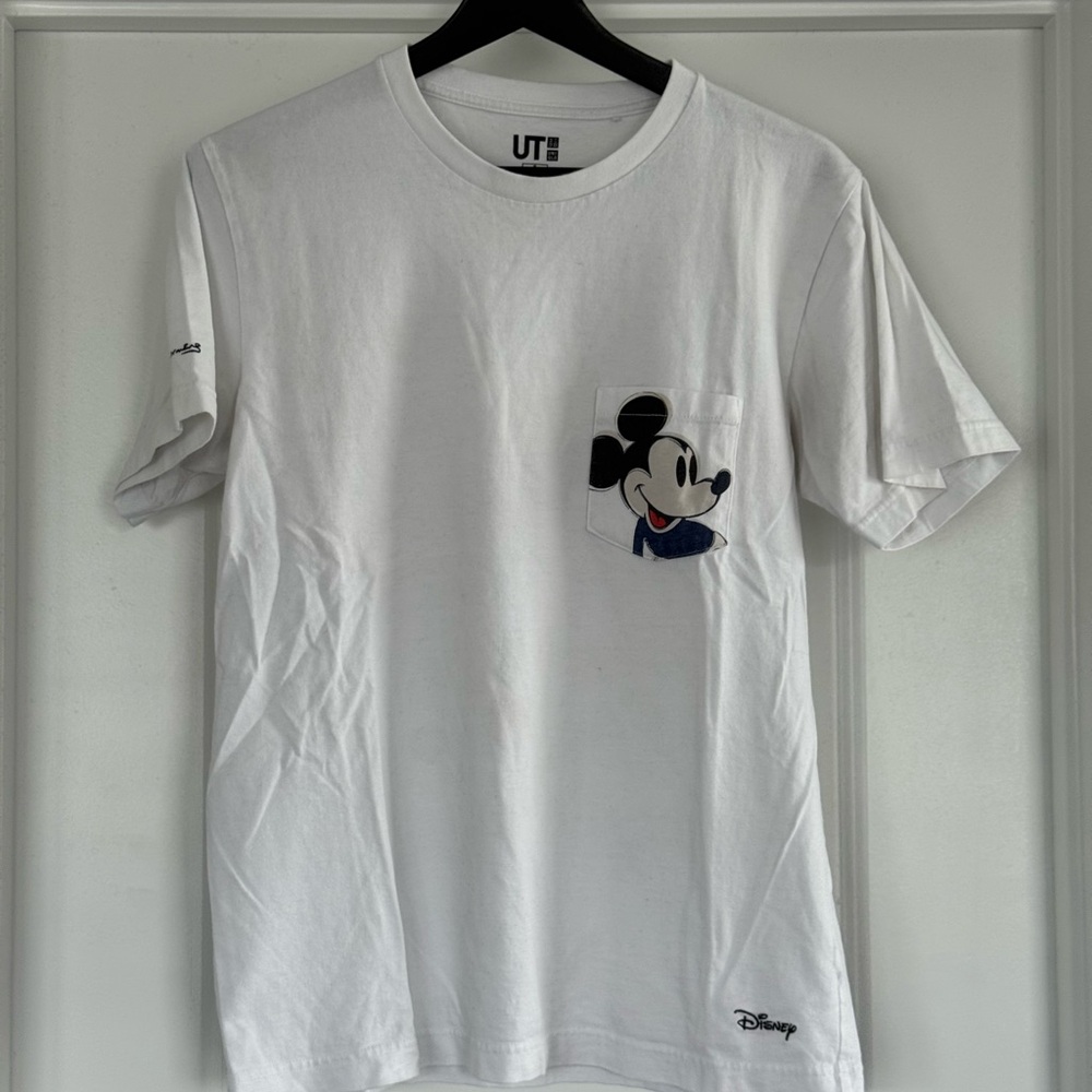 Uniqlo White Mickey Mouse Short Sleeve Tee